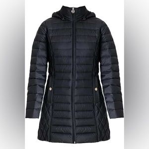 michael michael kors women's black, pack of blue jacket coat with removable hood